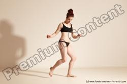 Underwear Martial art Woman White Moving poses Slim medium brown Dynamic poses Academic